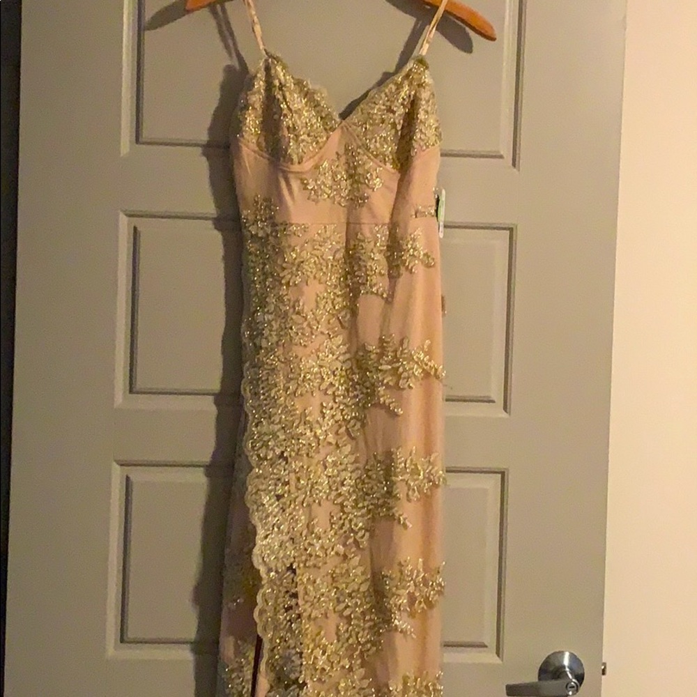 Gold and nude evening gown. (NWT)